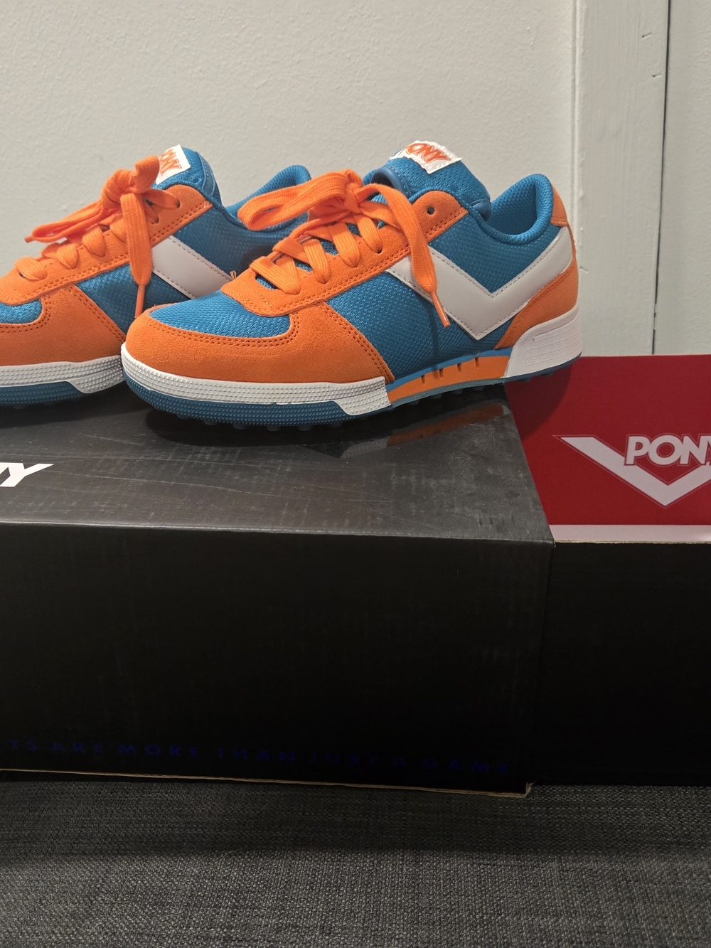 PONY Orange & Blue Retro Low-Top Sneakers